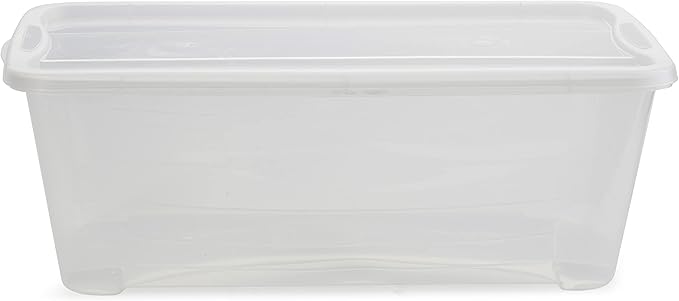 Life Story 10-Pack Plastic Storage Box, Stackable Shoe Organizer Tote Containers, 6 Liter - Clear Bins and Boxes with Lids for Bedroom, Closet, Cabinet, and Garage Organization