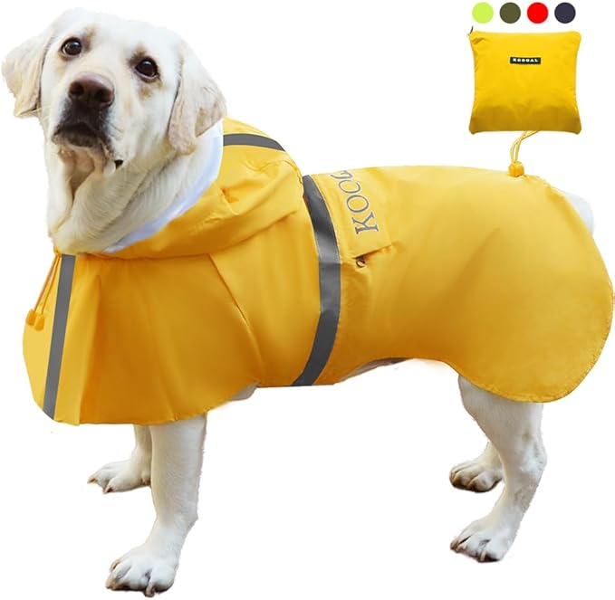 Pet Large Dog Raincoat Apparel Poncho Waterproof for Medium Large Sized for Dog Raincoat Clothes (Yellow, 4XL)