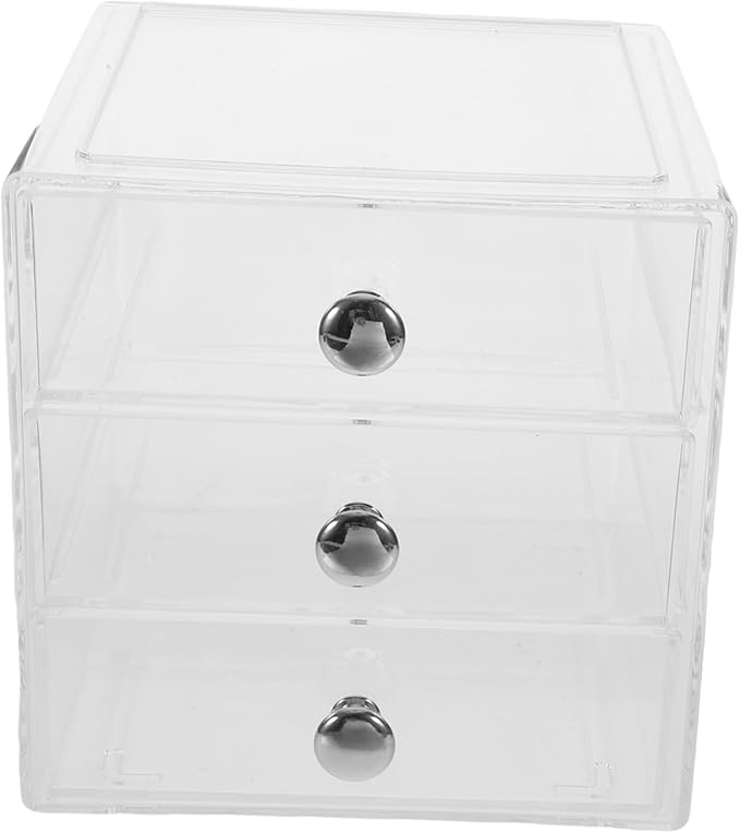 Three-layer Drawer Storage Box Makeup Organizer Desk Top Organizer Lids Included