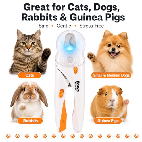Cat Nail Clipper & Small Dog Nail Clippers with LED Light - Illuminates Nails & Bloodline for Safe, Easy Trimming - Extra Sharp, Avoid Over-Cutting - Essential Cat Supplies, White - Image 6