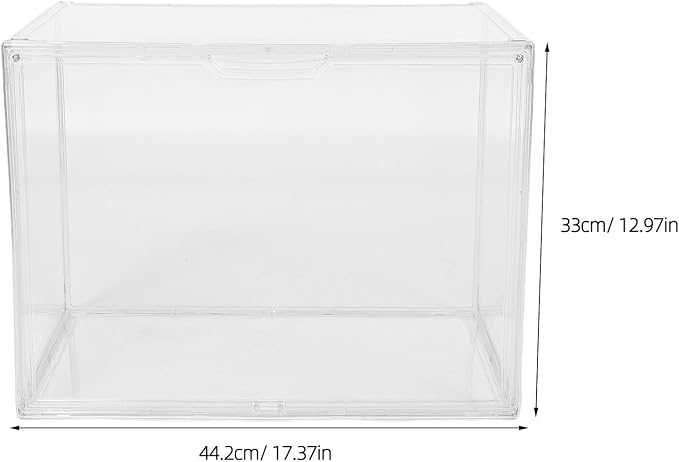 IMIKEYA Acrylic Shoe Box Organizer, Extra Large 45x33x33cm Stackable Sneaker Storage Container with Side Opening for Boot Display and Closet Organization