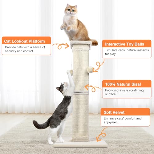 33-inch natural sisal cat scratching post for indoor cats - image 5