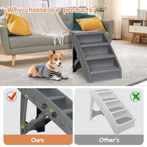 Folding Dog Stairs for Small Dogs & Cats - 20" H 4-Step - Image 7