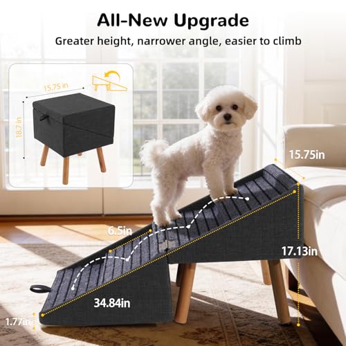 Dog Stairs for Small Dogs, 2-in-1 Dog Safety Ramp and Ottoman - Image 3
