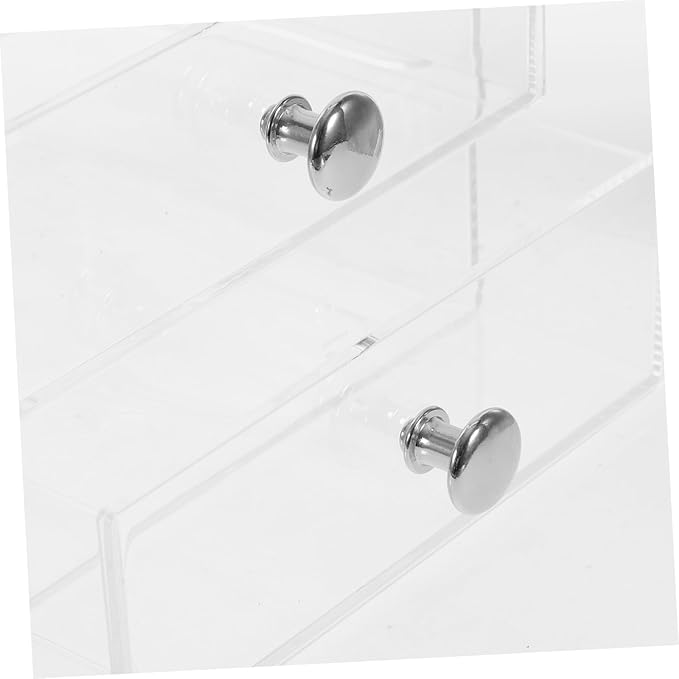 Three-layer Desk Storage Organizer Box Desk Organizer Drawers Transparent Silver Handle