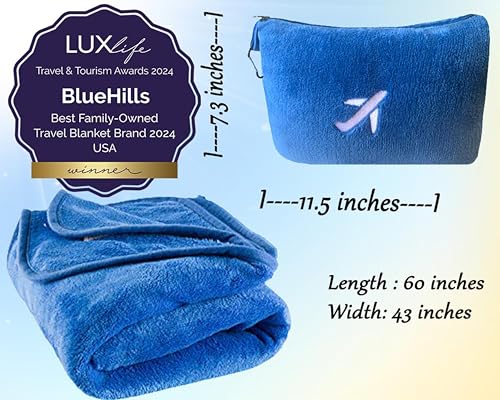 BlueHills Soft Plush Mini Travel Blanket Pillow Plan | Travel Comfort - Image 5