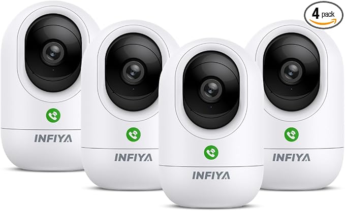 360 Cameras for Home Security-Indoor Camera Monitoring Baby/Nanny with 2K High Resolution & One-Tap Call, 24-7 Local Storage, Compatible with Alexa/Google Home, K7 4Pack (2.4GHz Wi-Fi Only)