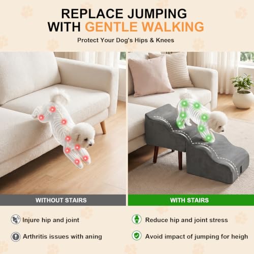 Dog Stairs for Small Dogs, 14.9" H 2-in-1 Foldable Pet - Image 5