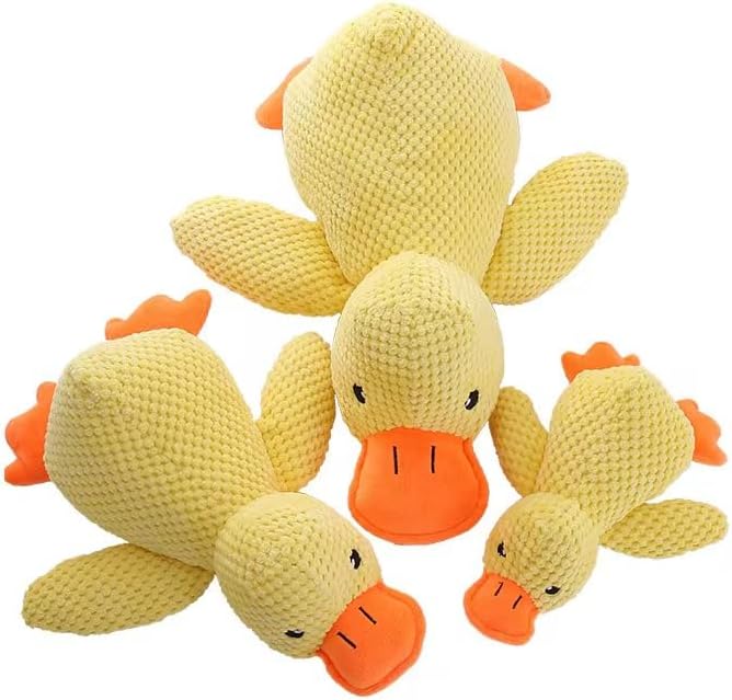 Mellow Dog Calming Duck, New Yellow Duck Dog Toy, The Mellow Ducks Calming Pillow, Dogs Ducks Toy with Quacking Sound for Indoor Dogs (Yellow) (Medium)