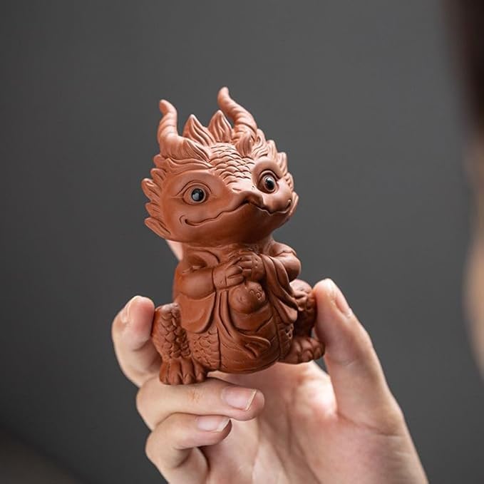 Chinese Zisha Dragon Tea Pet, Ceramic Tea Pet, Handmade Purple Clay Tea Pet for Kung Fu Tea Tray, Tea Pet Decorate Kungfu Tea Tray Accessories (J)