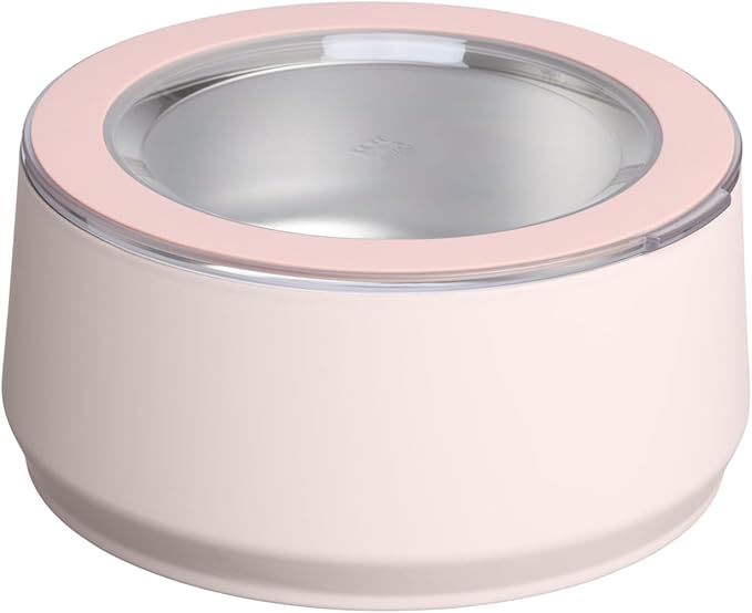 STANLEY Pet Bowl | 6-Cup (48 oz) Insulated Stainless Steel Dog & Cat Bowl | Splash-Resistant Lid | Dishwasher Safe | BPA-Free | Rose Quartz
