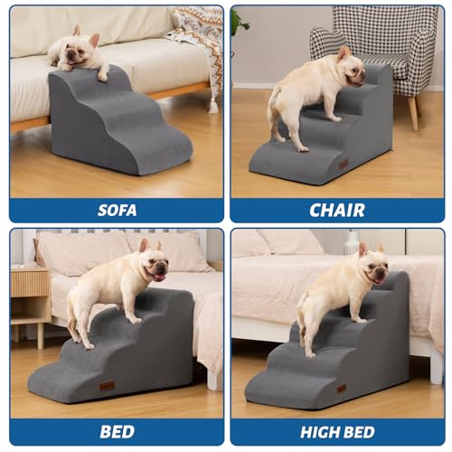 Dog Stairs for Small Dogs and Cats,3-Step Pet Ramp for Bed - Image 3
