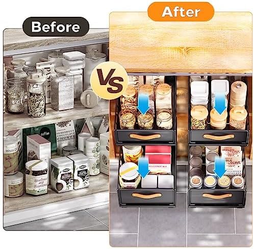 Pull out Cabinet Organizer, Fixed with Adhesive Nano Film,Heavy Duty Slide out Pantry Shelves Drawer Storage,Sliding Mesh Basket with Handle for Kitchen, Bathroom,Home, 13.8"W X15.7"D X6.2"H(Black)