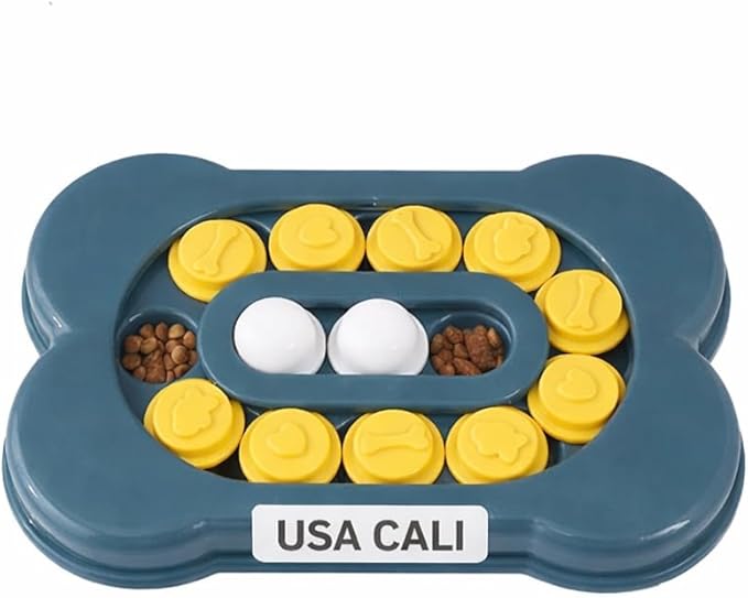 Interactive Dog Puzzle Toy for Treat Training, Bone-Shaped Enrichment Toy with Sliding Compartments & Rolling Balls, Mental Stimulation Slow Treat Dispenser for Small Medium Large Dogs
