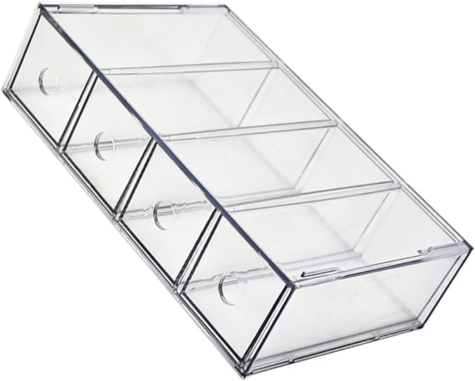Clear Acrylic Makeup Organizer Drawer Stackable Storage Box for Cosmetics Jewelry and Accessories Elegant Design Space-saving for Vanity and Desktop Organization