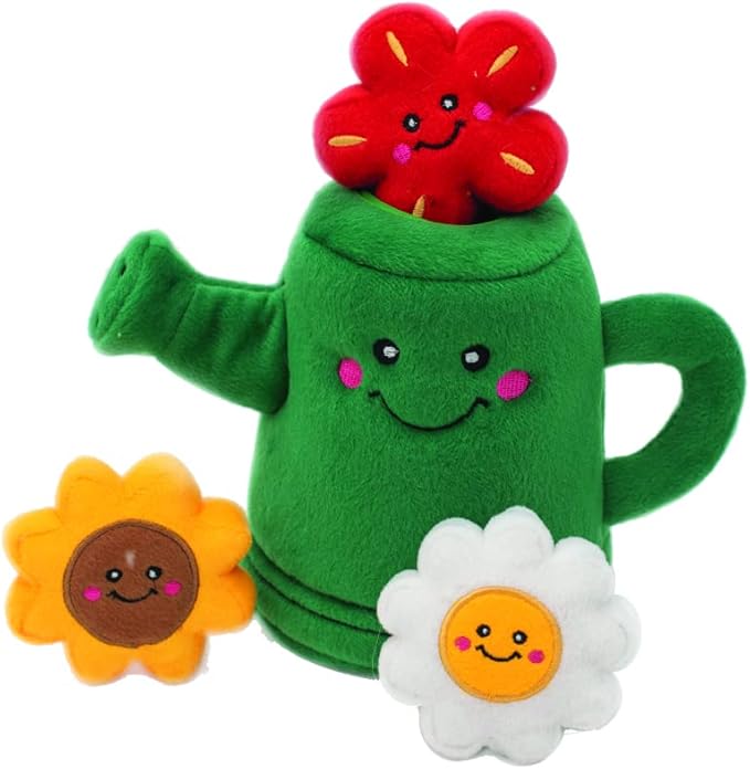 ZippyPaws Zippy Burrow Interactive Hide and Seek Dog Toys - Colorful Squeaky Plush Dog Puzzles, Watering Can