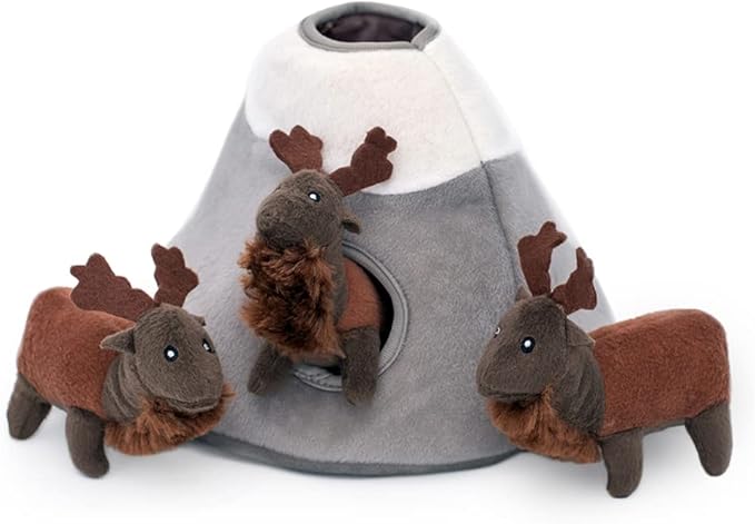 ZippyPaws Burrow, Woodland Friends Elk Mountain - Interactive Dog Toys for Boredom - Hide and Seek Dog Toys, Colorful Squeaky Dog Toys for Small & Medium Dogs, Plush Dog Puzzles