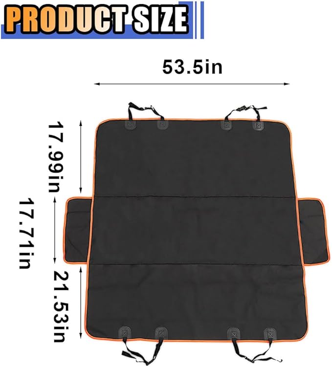 Pets Dog Car Seat Cover for Back Seat, Waterproof Scratchproof Car Seat Protector with Side Flaps, 600D Soft Nonslip Dog Hammock, Dog Backseat Cover Universal for Car Truck SUV, Orange