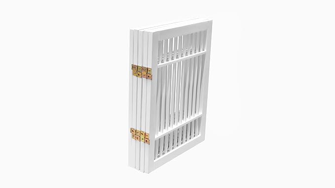 Pet Dog Gate Strong and Durable Freestanding Folding Acacia Hardwood Portable Wooden Fence Indoors or Outdoors by Urnporium (White Pet Gate, 5 Panel 24" Tall)