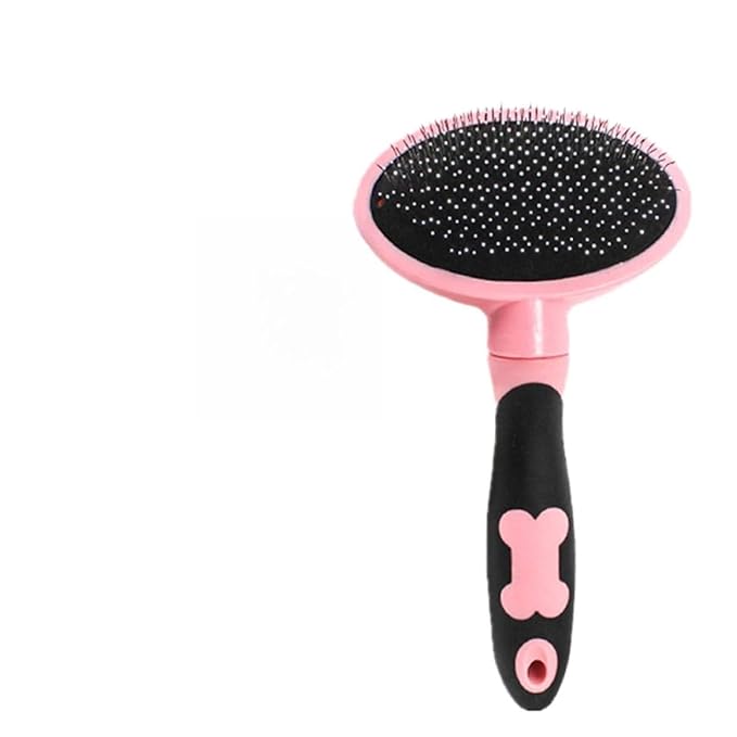 HEMOTON Pet Grooming Brush and Comb Set for Cats and Dogs, Pink Massage Hairbrush with Soft Bristles, Pet Supplies for Shedding Control and Fur Cleaning