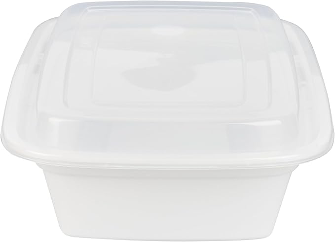 Restaurantware-Asporto 38 Ounce Take Out Containers, 100 Food Containers With Lids - Microwavable, Disposable, White Plastic To Go Boxes For Food, No BPA, For Take Out And Delivery