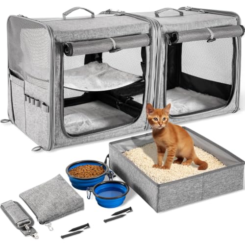 Extra Large Cat Carrier for 2 Cats with Travel Litter Box, 2-in-1 - Image 2
