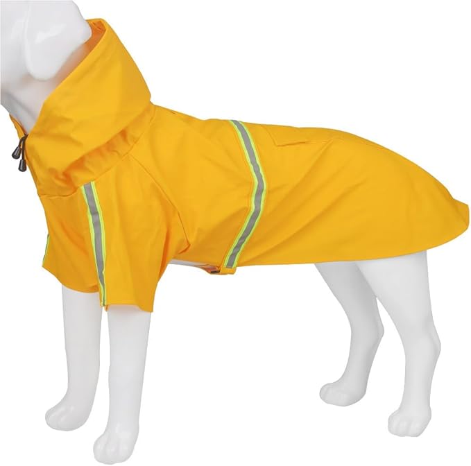 Pet Dog Raincoat Waterproof Reflective Lightweight with Adjustable Hood for Small Medium Large Dogs (Yellow,5XL)
