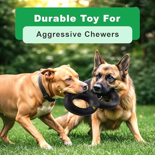 Goughnuts - Dog Toys for Aggressive Chewers - Virtually Indestructible Pull Toy for Large Breeds Such as Pit Bulls and German Shepherds - Heavy Duty Tug Dog Toy - Large - Black
