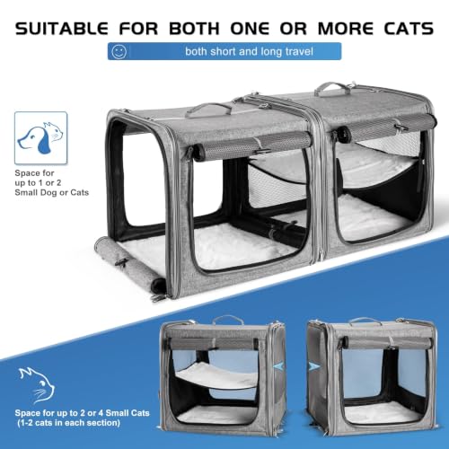 Extra Large Cat Carrier for 2 Cats with Travel Litter Box, 2-in-1 - Image 3