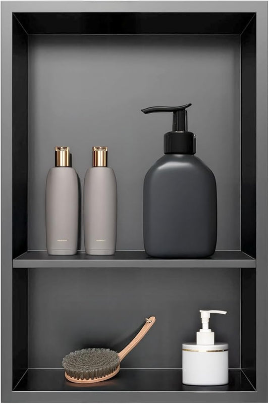 Shower Niche, Stainless Steel Elegant Bathroom Niche, No Tile Needed Recessed Shower Shelf Organizer for Storage