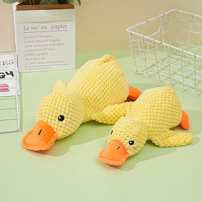Mellow Dog Calming Duck, New Yellow Duck Dog Toy, The Mellow Ducks Calming Pillow, Dogs Ducks Toy with Quacking Sound for Indoor Dogs (Yellow) (Medium)