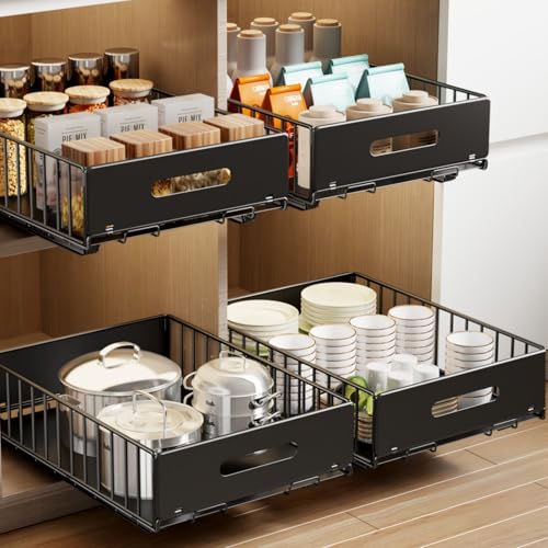 2-pack pull-out cabinet organizer for kitchen pantry and bathroom - image 2