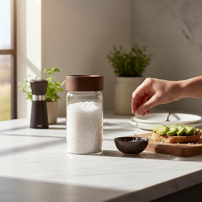 Wide Mouth Glass Storage Jars With 2.5" Acacia Wood Lids - 4 Pack of 8.5 Oz Food Storage Containers - Borosilicate Glass Canisters Sets For Kitchen - Pantry Organizers and Storage for Rice Coffee