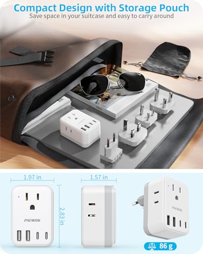 PAEWOK Travel Adapter Set with Type G/C/M/D Detachab - Image 6