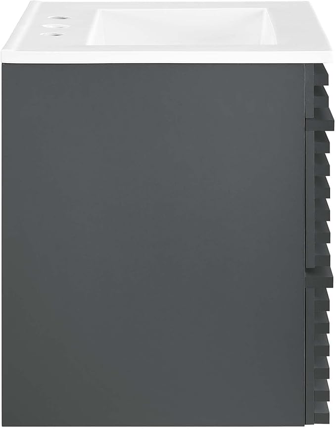 Modway Render 24" Wall-Mount Bathroom Vanity in Gray White