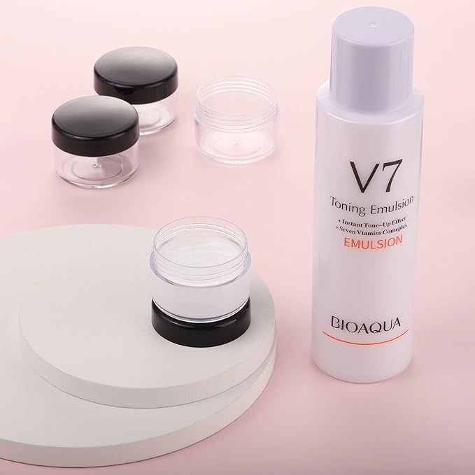 100 Count Small Sample Containers Makeup Jars 15 Gram Cosmetic Containers with Lids Black Traveling Jars Empty Bottles for Toiletries