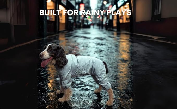 Dog Raincoat, Waterproof Coat, Light Weight & Weather Resistant Shell, Full Coverage Rain Jacket with Legs, Grey, Including Storage Bag, for Medium Breed (XX-Large)