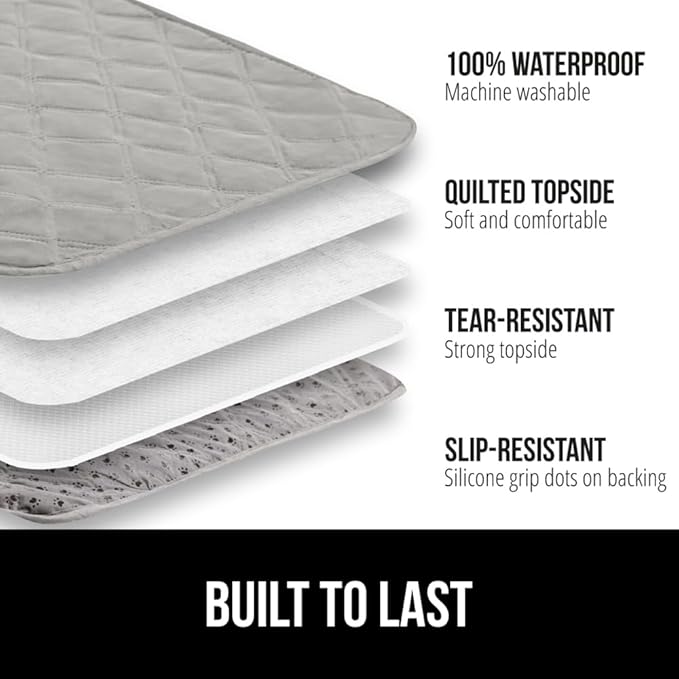 GORILLA GRIP Waterproof Dog Blanket, 82x82 Couch Cover for Dogs Washable, Protects Sofa, Furniture, Crate, Car, RV Essentials Pet Supplies, Tear and Slip Resistant Leakproof Cushion Cover, Light Gray