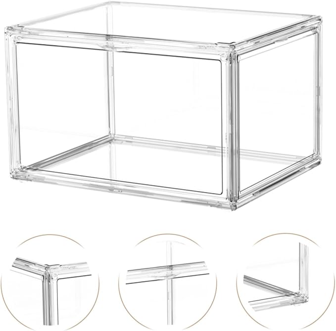 GLEAVI Transparent Bedroom Books Container Stackable Acrylic Sundries Storage Box for Organizing Books Stationery and Classroom Supplies Home and Office Use