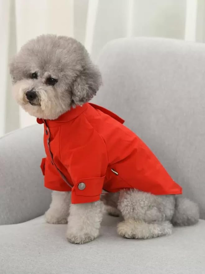 Pet Dog Puppy Cat Clothes Trench Coat Jacket - Theodore (X-Large, Red)