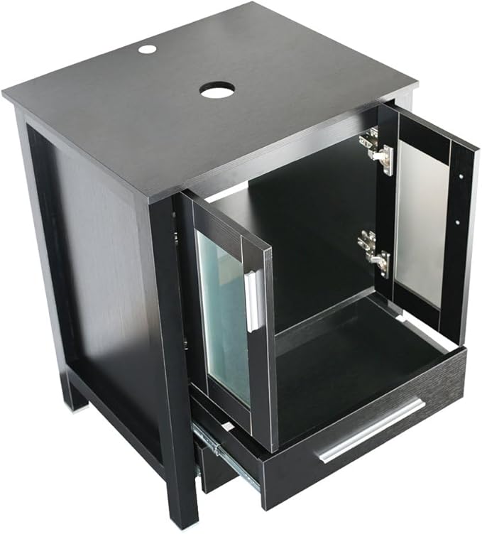 eclife 36" Modern Bathroom Vanity Sink Combo Freestanding Cabinet with Small Side Cabinet, Without Vessel Sink, Faucet, Drain (Black Vanity Only)