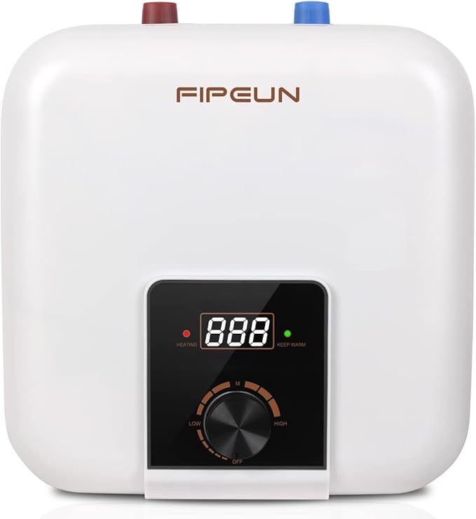 110V/115v/120V 1400-1500W Small Under Sink Tank 2.5 Gallon Water Heater Hot Storage，Mini Instant Electric RV TR Trailer Kitchen Compact Point-of-Use,2 PCs 16” Long 1/2”FIP Stainless Steel Hoses 9.5L