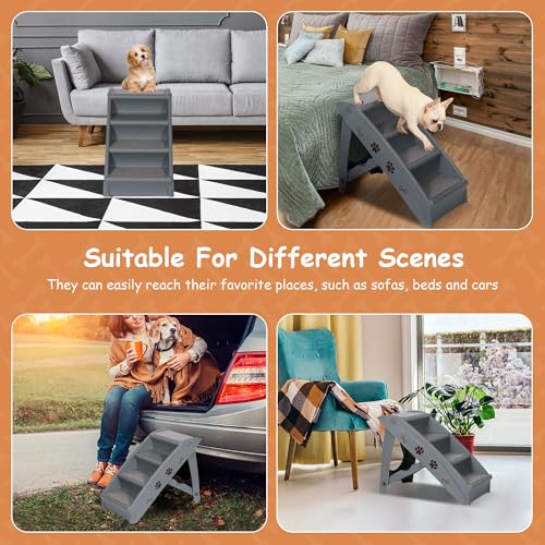 Folding Dog Stairs for Small Dogs & Cats - 20" H 4-Step - Image 6