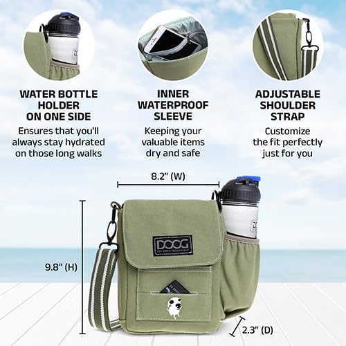 DOOG Walkie Bag - Adjustable Dog Treat Pouch Shoulder Bag with Poo Bag & Water Bottle Compartments - Comfort Fit for Everyday Use