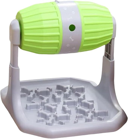 Interactive Dog Puzzle Feeder Toy Adjustable Food Port Slip Base Rolling Treat Dispenser for Mental Interactive Puppy Feeder