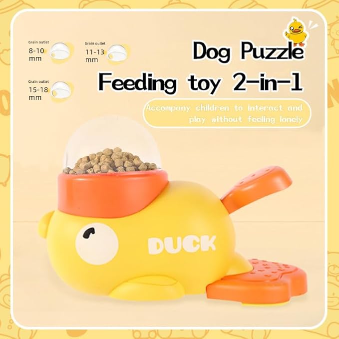 Dog Puzzle Feeder Interactive Duck Toy, Slow Food Dispensing Pet Feeder for Dogs, Anti-Slip Plastic Treat Dispenser, Mental Stimulation & Training Toy