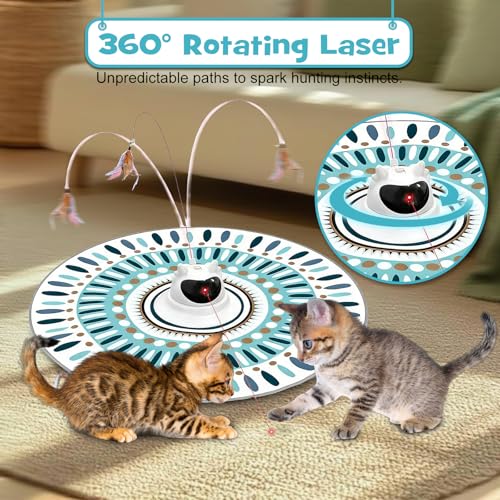 Automatic Flying Bird Feather Cat Toy for Indoor Cats - USB Rechargeable Motion-Activated Self-Play Teaser with Sticky Suction Base, Interactive Enrichment Toy for Cats