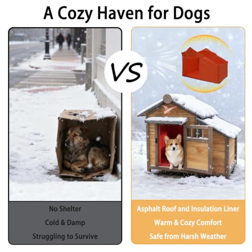 Insulated Dog House for Small Dogs, Weatherproof Wooden - Image 5