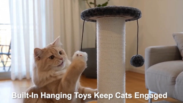 34-Inch Tall Cat Scratching Post for Large Cats, Gray - Image 8