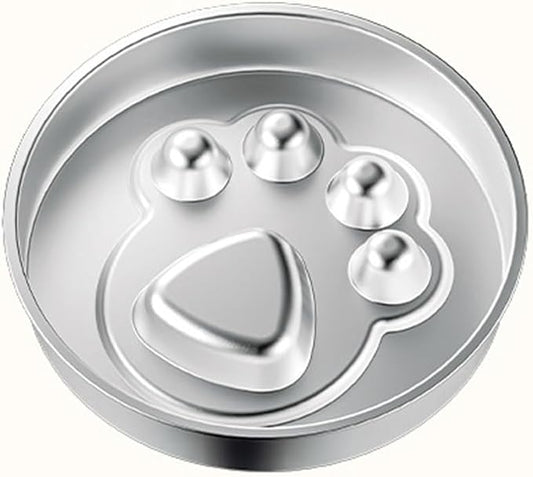 Stainless Steel Slow-Feed Dog Bowl Designed specifically for French Bulldog, This Double-Sided Anti-swallowing pet Food Bowl Features Raised barriers and is Easy to Clean C